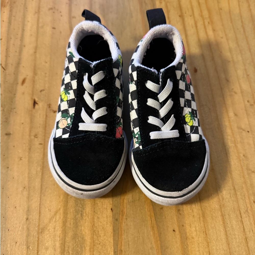 Toddler Vans Checkerboard Floral Black & White Slip-On Sneakers